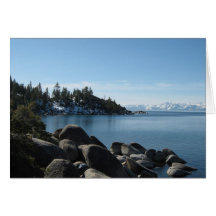 Landschaftlicher Lake- Tahoeweihnachtsschnee bedec Karte