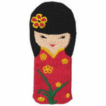 Lange Hülse niedlicher Kokeshi roter Kleiderpuppe 
