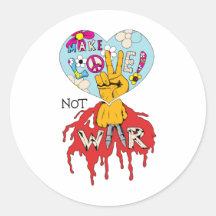 Lassen Sie Liebe nicht kämpfen 2 ~ 60er Hippie-Fri Runder Sticker
