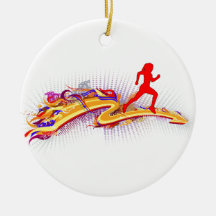 Laufende Frau bunt Ornamente