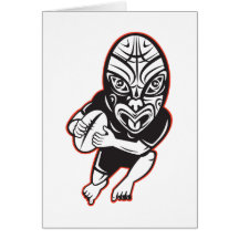 Laufende tragende Maori- Maske des Rugbyspielers Karten