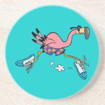 laufender Flamingo des albernen niedlichen Joggens Getränkeuntersetzer