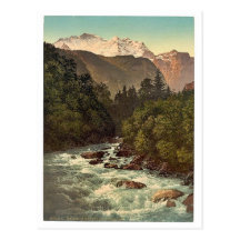 Lauterbrunnen Tal, Jungfrau und weißes Lutschine Postkarte