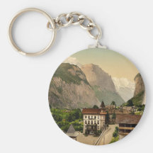 Lauterbrunnen Tal mit Staubbach und Hotel Stei Schlüsselanhänger