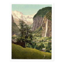 Lauterbrunnen Tal mit Staubbach Wasserfall, Brustb Postkarte