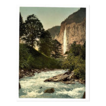 Lauterbrunnen Tal, Staubbach und weißes Lutschin Postkarte