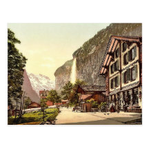Lauterbrunnen Tal, Straßenansicht mit Staubbach W Postkarten
