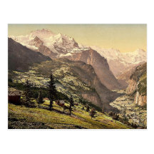 Lauterbrunnen Tal und Wengen, Bernese Oberland, Postkarte