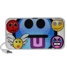 Lautsprecher-Smileyzunge, die heraus haftet
