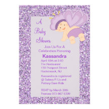 Lavendel-Glitter-Baby-Schmetterlings-Dusche laden  Individuelle Ankündigskarten