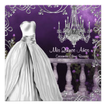 Lavendel-lila Rosen-Leuchter Quinceanera Ankündigungskarte