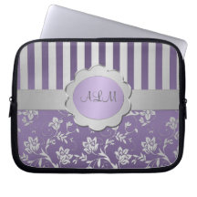 Lavendel, Silber-gestreifte Laptop-mit Blumenhülse Laptop Sleeve Schutzhülle