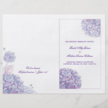 Lavendelhydrangeas-weiße Hochzeit gefaltete Progra Personalisierte Flyer
