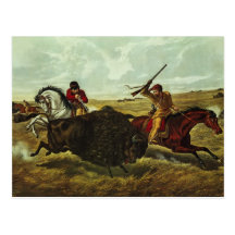 Leben auf dem Grasland - die Büffel-Jagd, 1862 Postkarten