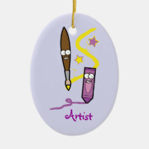 Lebhafter Cartoon-Zeichenstift-und Malerpinsel-Kün Ornamente