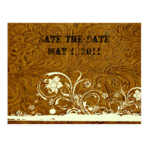 Leder und Spitze Save the Date Postkarte