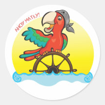 Lenny der Piraten-Papagei Runder Sticker