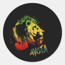 león rasta etiqueta redonda