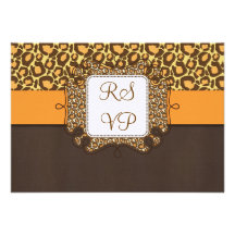 Leopard-Druck-Hochzeit UAWG Karten Browns orange Individuelle Einladungskarten