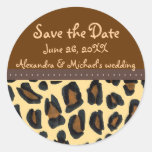 Leopard-Pelz Save the Date Runde Aufkleber
