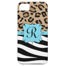 Leopard und Zebra drucken personalisiertes Monogra Etui Fürs iPhone 5