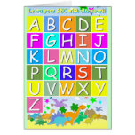 Lernen Sie Ihr ABC mit Dinosaurier-Buchstaben A-Z  Karte
