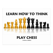 Lernen Sie, wie man Spiel-Schach denkt (Schach-Set Postkarte