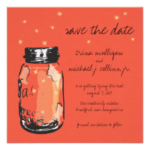 Leuchtkäfer u. Maurer-Glas Save the Date Ankündigungskarte