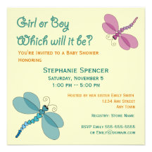 Libellen-Babyparty-Einladung