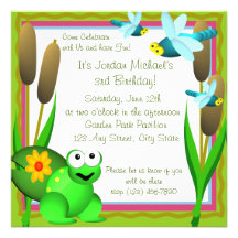 Libellen-und Frosch-Geburtstag Individuelle Ankündigskarten