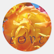 LIEBE-Aufkleber orange Gelb-Rosen-Blumen-Sommer
