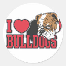 Liebe-Bulldoggen Runder Aufkleber