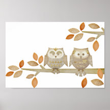 Liebe-Eulen im Baum-Plakat