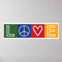 LIEBE - Herz-und Friedenszeichen Plakatdrucke