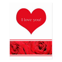 Liebe I Sie rote Herz-Rosengrenze Valentine´s Postkarten
