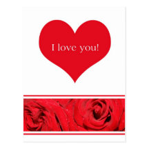Liebe I Sie rote Herz-Rosengrenze Valentine´s Postkarten