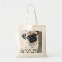 Liebe ich - niedliche Mops Leinentaschen