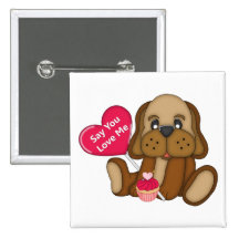 Liebe ich Valentine-Welpe Buttons