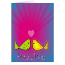 Liebe ist in der Luft - fischen Sie in der Liebe Grußkarten