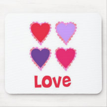 Liebe-rosarote und lila Herzen Mauspads