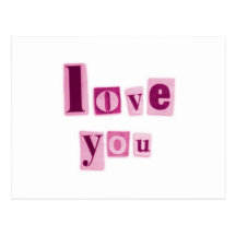 Liebe Sie in der rosa Postkarte