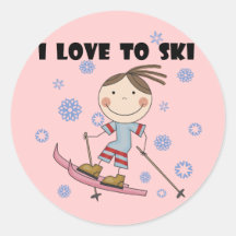 Liebe Ski zu fahren - Mädchen-T-Shirts und Geschen Sticker