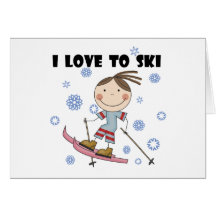 Liebe Ski zu fahren - Mädchen-T-Shirts und Geschen Grußkarten