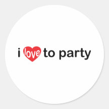 Liebe zum Party Runder Aufkleber