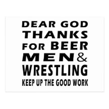 Lieber Gott-Dank für Bier-Männer und Wrestling Postkarte