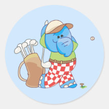 Lil blaues Elefant-Golf spielen Sticker