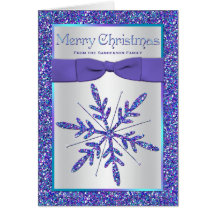 Lila Aqua-Silber-Schneeflocke-Foto-Weihnachtskarte