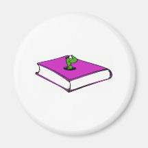 Lila Buch-Wurm Kühlschrankmagnete