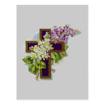 Lila Christan Kreuz Postkarte