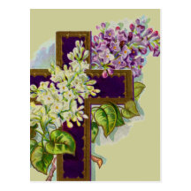 Lila christliches Kreuz Postkarte